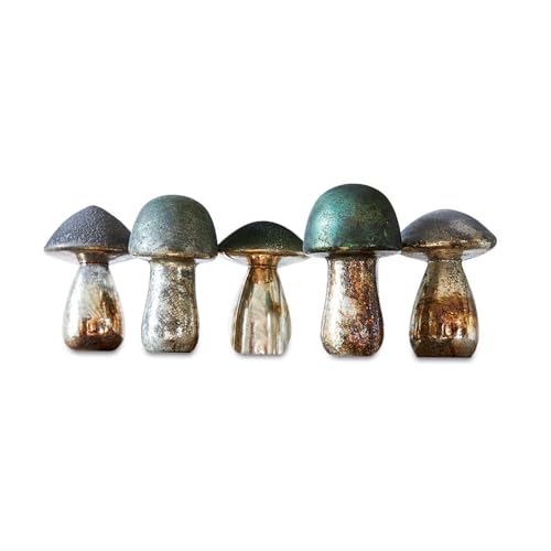 Loberon Deko-Pilze 5er Set Grana - Bunte Tischdeko aus Glas mit...