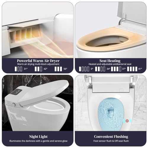Inodoro inteligente para máxima higiene con sensor de pie y bidé con control de perilla 5