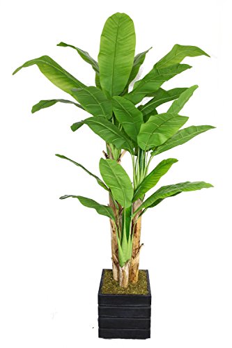 Vintage Home 78" High Green Emerald Artificial Faux Banana Tree With Black/Grey Fiberstone Planter For Home Decor #TOP19