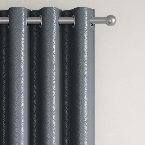 Image of Wakefit Jacquard Room Darkening Curtain | Light Blocking Upto 70% | (5 x 3.9 ft) | Door Curtain | Set of 2 | Reduces Noise | Machine Washable | Smash |Diamond Grey
