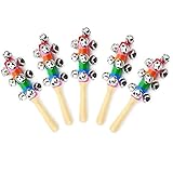 Molic 5 Pcs Christmas Hand Jingle Bells, Wooden Hand Jingle Bells Rainbow Hand Sleigh Bells Jingle...