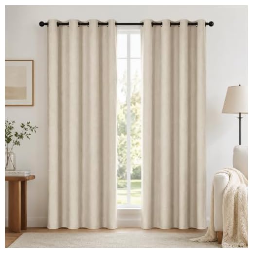 Deconovo Linen-Look 100% Blackout Curtains, Thermal Insulated Grommet Coating Drapes for Bedroom & Living Room, Flaxen 52W x 84L 2 Panels