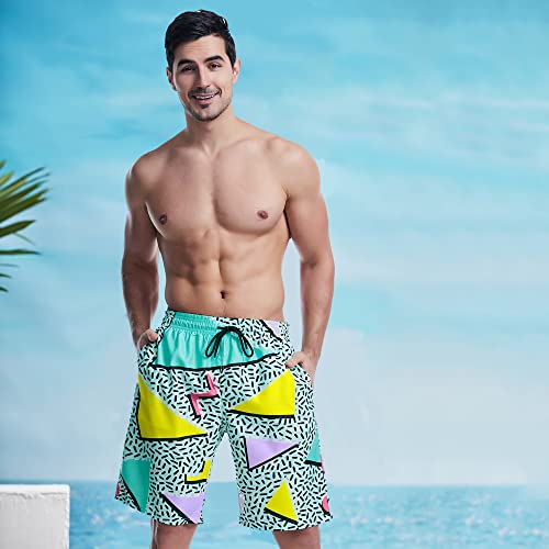 BONLOR 80s Shorts for Men 90s Swim Trunks Retro 80s Summer Party Shorts 90s Shorts Quick Dry Swimming Shorts with Mesh Lining2