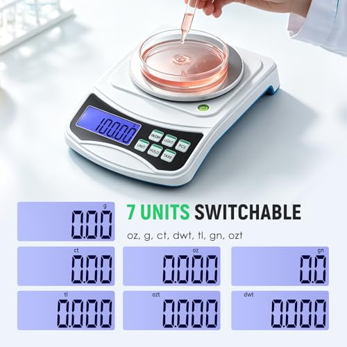 Image of Antstone Digital Precision Scale 0.01g Accuracy, 1000g Lab Scale Scientific Digital Balance, Jewelry Scale for Laboratory Jewelry Weighing, Includes 100g Calibration Weight and 2 AAA Batteries