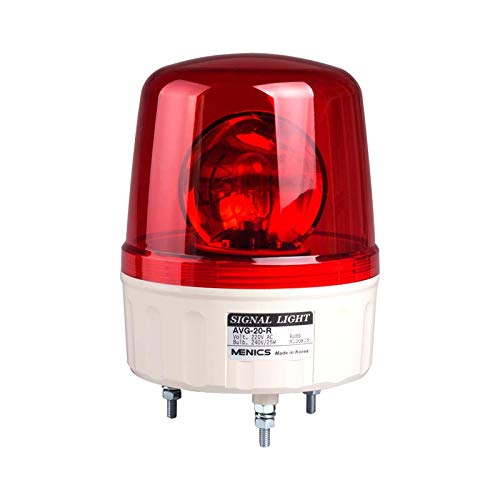 AVGB-10-R, Beacon rotating light, 135mm red lens, 80dB sound, Stud Mount, Incandescent bulb, 110V AC 25W