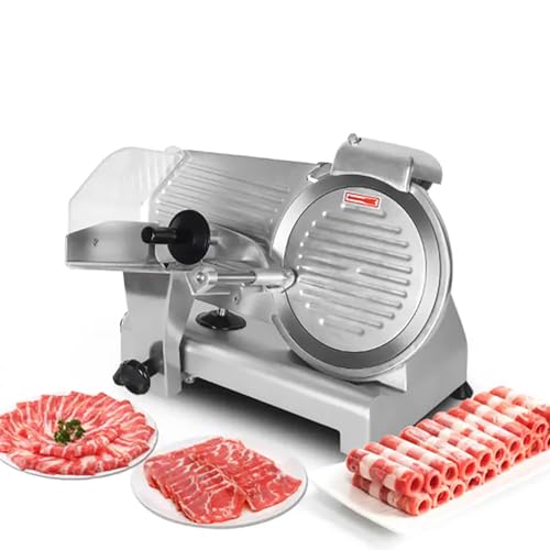 GTHTUHFD Rebanadora De Carne Eléctrica De 320 W, Cortadora De Queso Y Fiambres con Cuchilla De Acero Inoxidable Y Piedra De Afilar Incorporada, Grosor Ajustable De 0 A 10 Mm