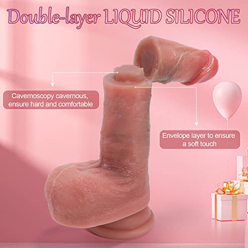 Realistic Dildos For Beginners, Soft Silicone Dildo With Strong Suction Cup For Hands-Free Play, 7.3 Inch Lifelike Dildo With Balls For G-Spot Stimulation, Adult Sex Toys For Women & Couple #TOP2