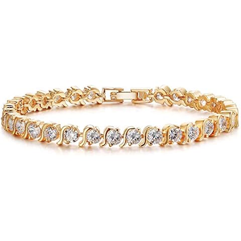 KZZENKI Mothers Day Gifts Gold Tennis Bracelets for Women Gold Bracelet 14K Plated Cubic Zirconia Bracelets for Women, Wedding Bracelets for Brides Cover