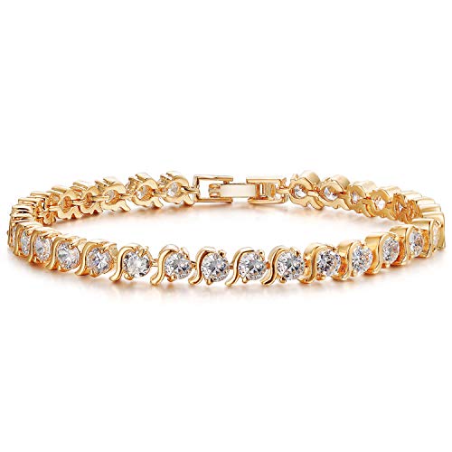 Kzzenki Mothers Day Gifts Gold Tennis Bracelets For Women Gold Bracelet 14K Plated Cubic Zirconia Bracelets For Women, Wedding Bracelets For Brides #TOP14