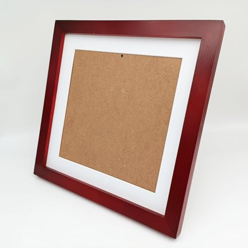 Image of 9x9 Picture Frames Red with Mat 7x7 Opening Solid Wood Frame, Plastic Panel (Film Needs to be Removed) Table or Wall.Front Window Opening 8.6x8.6 inch.