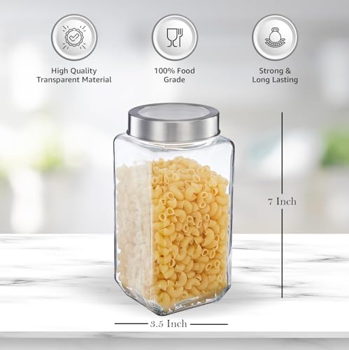 Image of Cube Storage Glass Jar, Set of 6, 1000 ml Each, Transparent, BPA Free, Multipurpose Kitchen Organizer