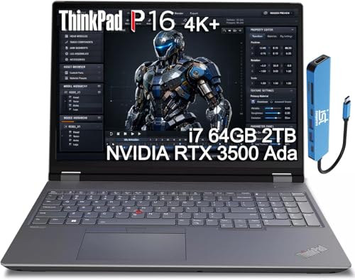Image of Lenovo ThinkPad P16 Mobile Workstation Laptop (16 inch UHD+ 4K+, NVIDIA RTX 3500 Ada 12GB, Intel Core i7-14700HX, 64GB DDR5, 2TB SSD) for Engineer, Architect, Designer, Fingerprint, IST Hub, Win 11 Pro