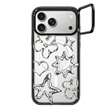 CASETiFY インパクト リングスタンド iPhone 17 Pro Max ケース [スタンド機能/MagSafe対応/MagSafe に対応] - Chrome Doodle - クリア ブラック