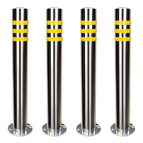 Aioneer Durable Stainless Steel Driveway Bollard Post - 75Cm Heavy-Duty Traffic Delineator For Security, Parking Lots & Driveway Protection-75CM 4pcs