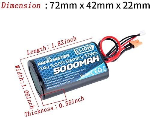 Miniatura 2 de 2S 7.4V 5000mah 37wh batería TX16S TX18S TRemote Control Transmisor JST-XH y XT30 enchufe gran resistencia