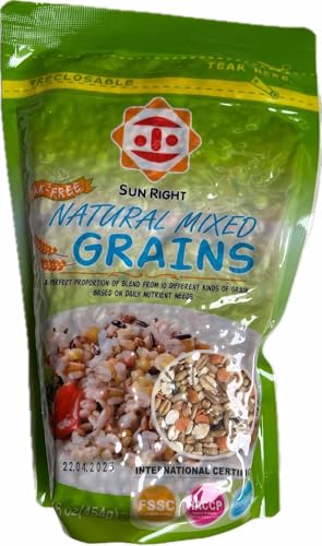 Sun Right Premium Natural Mixed Grains, 9 type of Grains, Non-GMO, 16 Oz Pack of 1