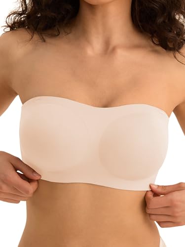 Wireless Strapless Bras for Women, S-2XL, Seamless Bandeau Bralette with Light Padding, Anti-Slip Tube Top Bra