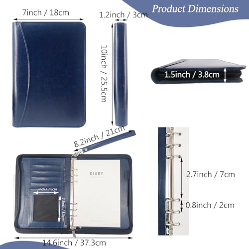 GraduatePro A5 Clipboard Folder with 120 Note Paper and 6-Ring Binder, Waterproof Business Organizer Without Calculator-(Blue) - Image 2