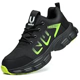 Hogent Steel Toe Shoes for Men Lightweight Comfortable Non Slip Work Shoes Women Puncture Proof Safety Sneakers for Industrial Construction & Daily Life, Green
