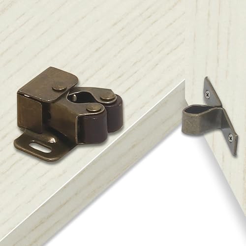 10Pcs Cabinet Latch Double Roller Catch, Cabinet Door Latch and Catch Hardware with Screws, Heavy Duty Roller Catch Cabinet Latches for Kitchen Cabinet Closet Doors - Thumbnail 4