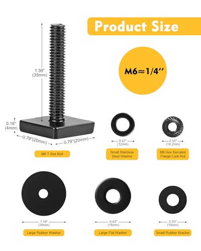 Image of T Slot Bolts for Roof Rack Cross Bars, Platform, Cargo Basket, Stainless Square T Track Bolt Adapter to Secure Bike /Ski /Kayak Rack, Solar Panel, Awning, 4mm Thick