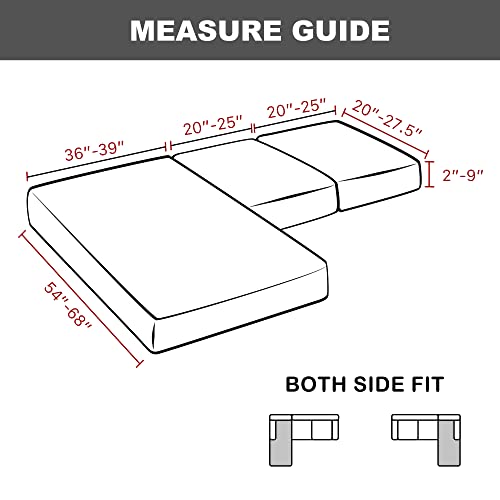 Yates Home Sectional Couch Covers 3 Piece Sofa Cushion Covers For L Shape Couch Pu Leather Separate Cushions Couch Chaise Slip Cover For Both Left/Right Sectional Couch(2 Seater + 1 Chaise,Chocolate) #TOP1