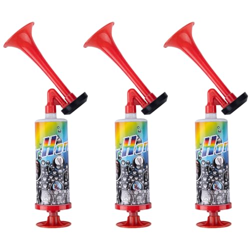 BbiuRer 3 Stück Air Horn, Signalhorn mit Pumpe, Druckluft Fanfare, Handgeführte Pneumatische Horn für Fußballfans, Geburtstagsfeiern und Schiffssicherheitssignale