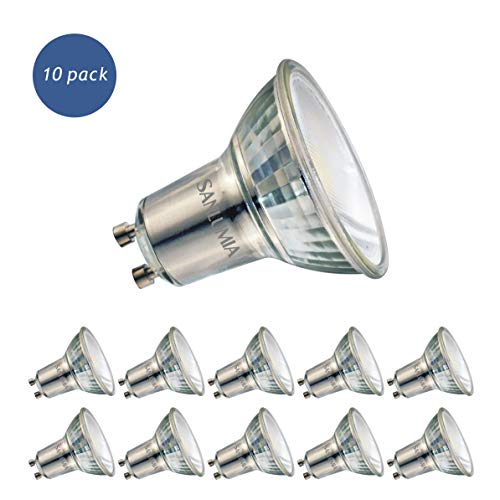 10 X Sanlumia 6W Gu10 Super Bright 120 Degree Wide Beam Angle LED Spotlight Bulb 500lm 75W Halogen Equivalent Cool White 6400K