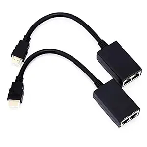 PUSOKEI Cat6 / Cat7 / CAT5 to HDMI Converter, Balun Ethernet LAN Repeater Extender Cable, Up to 1080P, 100 Feet (30M)