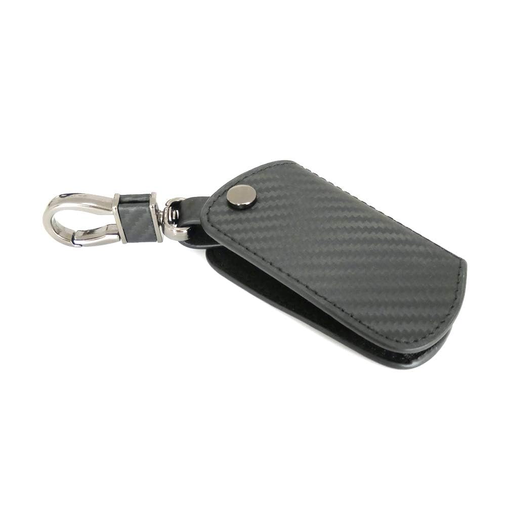 Thor-IndCarbon Fiber Pattern Leather Key Fob Cover Case Bag Compatible with BMW 1 3 4 5 6 7 Series X3 X4 M5 M6 GT3 GT5 3/4 Buttons Keyless Entry Control Smart Key Protective Shell Holder (A)