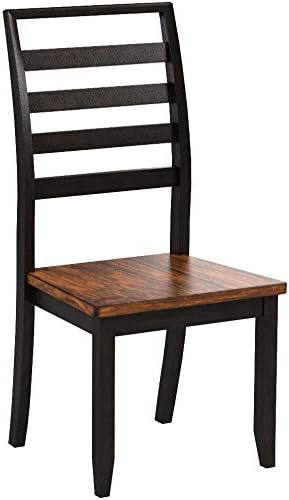 Brown Wood and Metal Ladderback Side Chair Set
