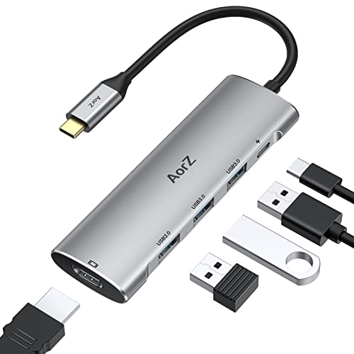 USB C Hub,USB C hub Multiport Adapter AorZ 5 in 1 USB c Dongle with 4K HDMI Output, USB 3.0 Ports,PD Charger,Compatible with Steam Deck and Most Type C Devices