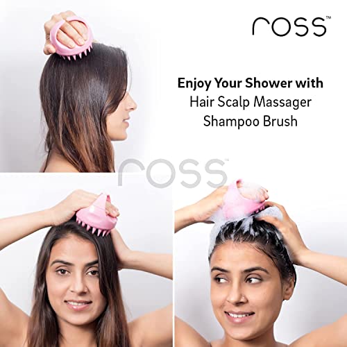 Image of Ross Hair Scalp Manual Massager Shampoo Hair Brush with Soft Silicone Bristles for Anti Dandruff, Exfoliating Care (Light Pink)