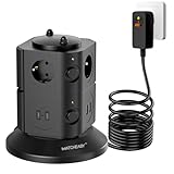 MATCHEASY Steckdosenleiste mit FI Schalter & 4 USB Ports (USB-C und USB-A), 6-Fach Schukostecker...