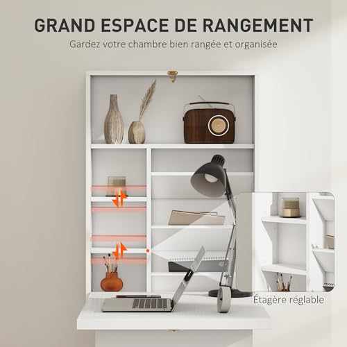 Table murale pliante blanche pour optimiser le coin bureau du salon - 6