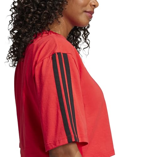 adidas Damen Essentials 3-Stripes Cotton T-Shirt, Pure Ruby/Black, XXS – Ansicht 4