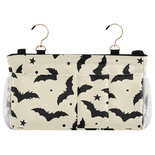 Burbuja Flying Bats Bedside Caddy Hanging Storage Organizer with 2 Straps and Hooks for Home College Dorm Bunk Bed Hospital Bed Crib