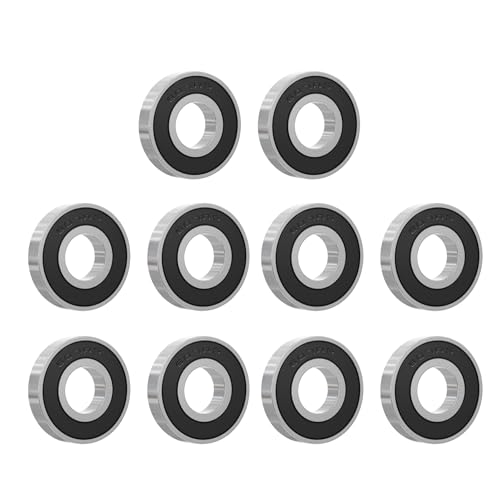 Skweawert 10Pcs 607RS Deep Groove Ball Bearings ID 7mm x OD 19mm x Width 6mm 607-2RS Double Rubber Seal Deep Groove Ball Bearings Miniature Bearing Industrial Bearing