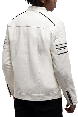 Image of X-Ray Men's Slim Fit Faux-Leather Moto Jacket with Removable Hood