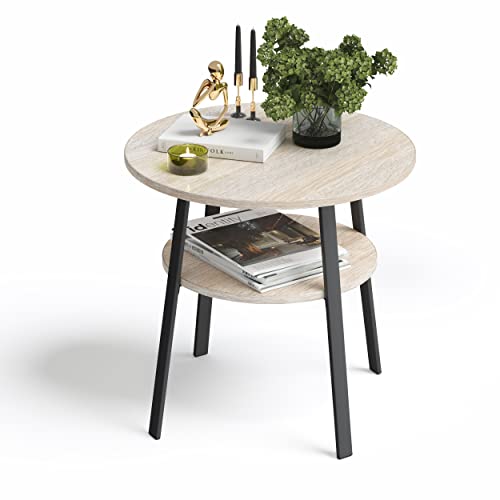 stardis Beistelltisch rund stabiles Metallgestell/Holz Ø52xH 54 cm, 2...