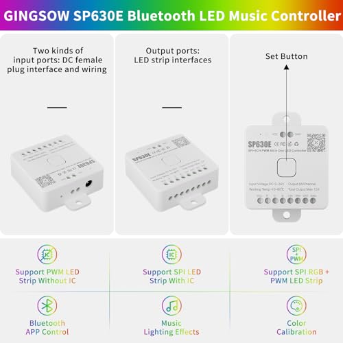 Controlador LED 12-en-1 SP630E Bluetooth para Tiras LED miniatura 4