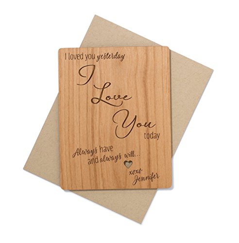 Personalized Romantic I Love You Mini Wood Card