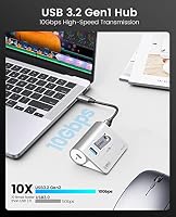 ORICO USB C Hub, 10Gbps USB Hub mit 2 USB A Ports, 2 USB C Ports, Aluminium USB Splitter mit 0.5M USB C Kabel und USB A Adapter, Typ C Power Port für MacBook, Macbook Pro – Ansicht 2