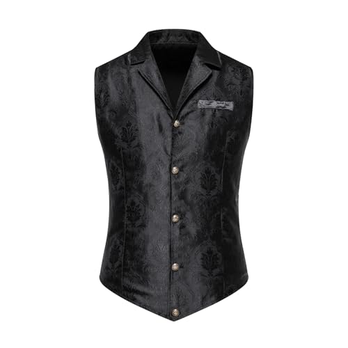 XUNRYAN Mens Victorian Suit Vest Steampunk Corset Tuxedo Formal Waistcoat Renaissance Medieval Pirate Vests Halloween Outfit