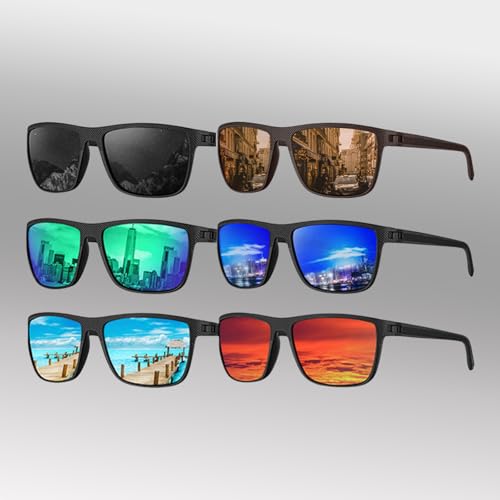 Polarized Sunglasses for Men, Sunglasses Mens Polarized for Driving, Fishing, Golf, 6PACKS