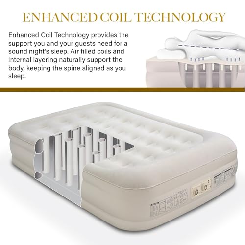 image for King Koil Luxury Air Mattress 20in Full Size Beige with Built-in Pump 