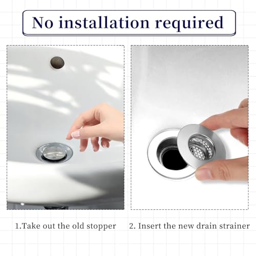 ZEYIYER 2 Stück Abflusssieb Edelstahl, Abflusssieb Waschbecken, Waschbecken Sieb, Sieb Abfluss, Abflussieb Dusche Abfluss-sieb für Wäscherei, Wischmopp, Pool, Küche, Badewanne