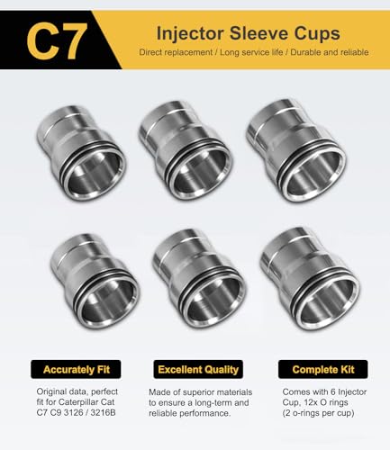 Yoursme for C7 Injector Sleeve Cup Removal Installation Tool with Parts Kit Fit for Caterpillar Cat 3126B C7 C9 with Style HUEI injectors