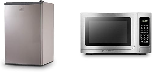 BLACK+DECKER BCRK43V Refrigerador compacto Energy Star Mini refrigerador de una sola puerta con congelador, 4.3 pies cúbicos, VCM y EM036AB14 Horno
