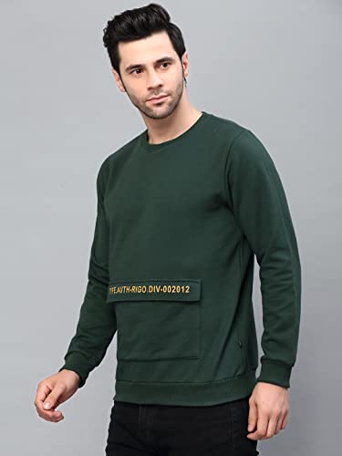 Image of Rigo Fleece Printed Round Neck Sweatshirt for Men | Full Sleeves Sweatshirt for Men | Casual Wear & Stylish Sweatshirts for Men